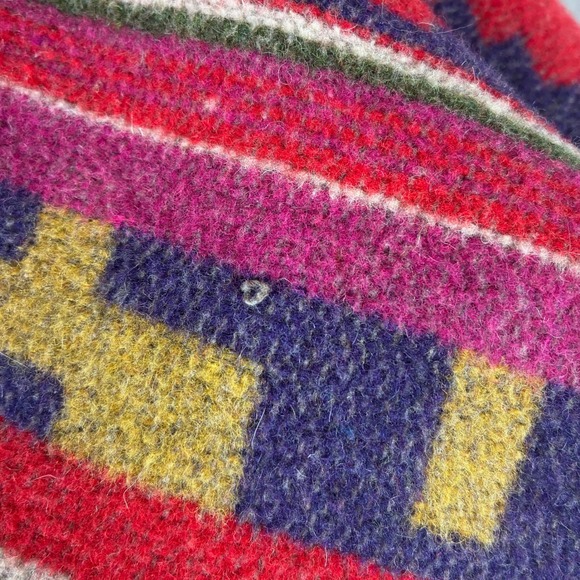 Vintage Circle T Blanket Coat Wool Blend Multi Southwestern Aztec Shawl Women S - Picture 7 of 12